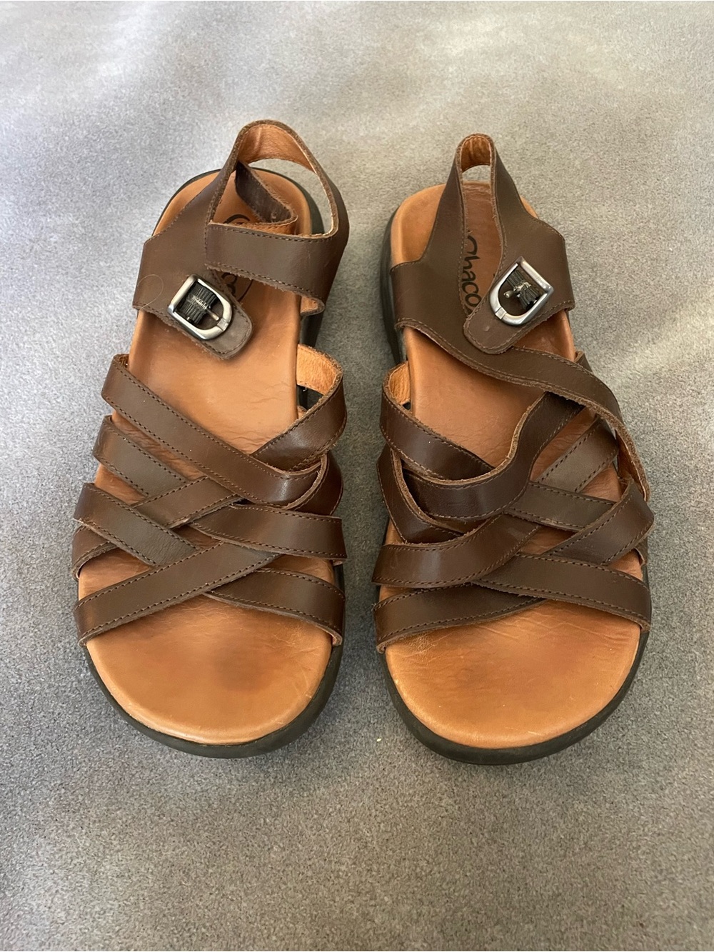 Chaco womans Brown Leather Multi-Strap Sandals